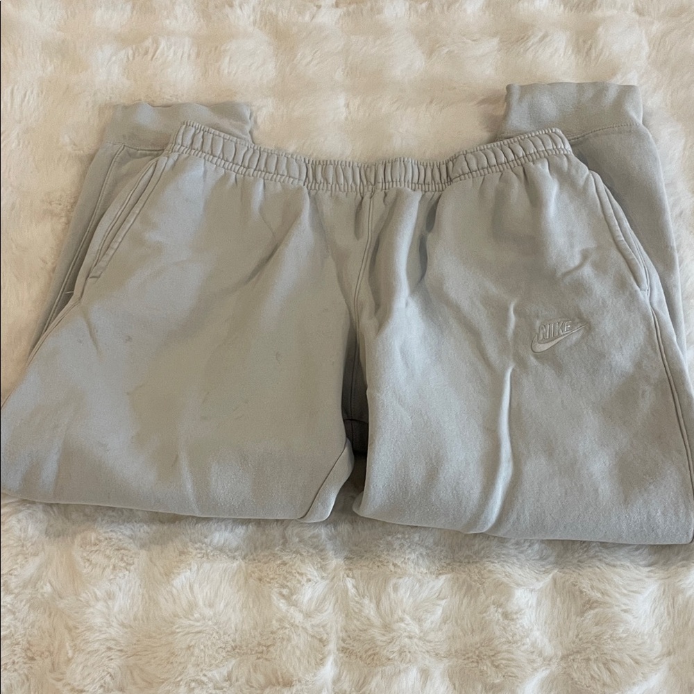 Nike Light Gray Joggers with Embroidered Swoosh